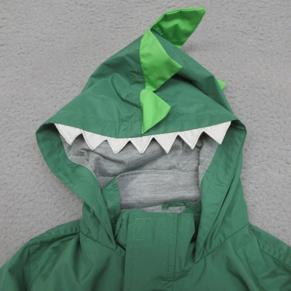 Carters Dinosaur Rain Jacket Kids 4 Green Hooded Dino Hunter Outdoor Kidswear
